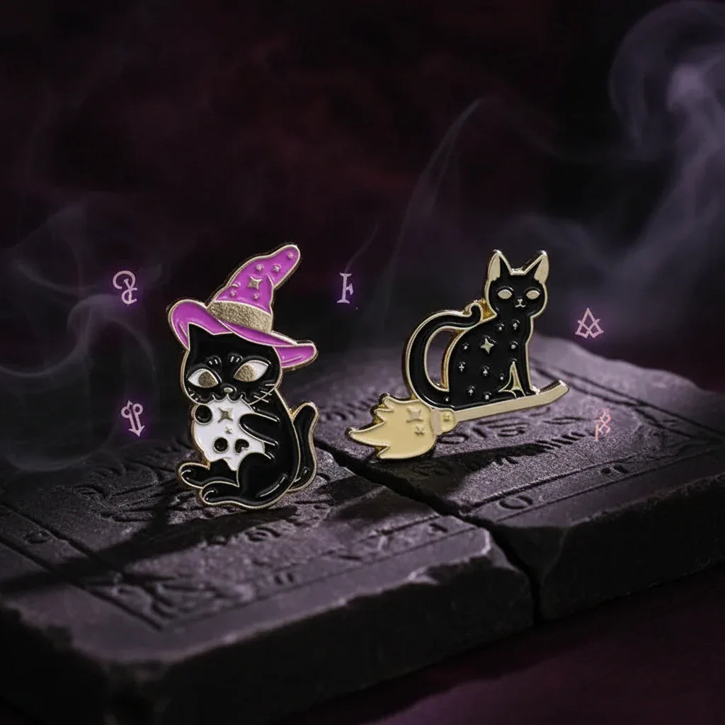 Mystic Cat Brooch - Sorceress Sanctuary XZ8470-XZ8471-XZ8472-XZ8473-XZ8474