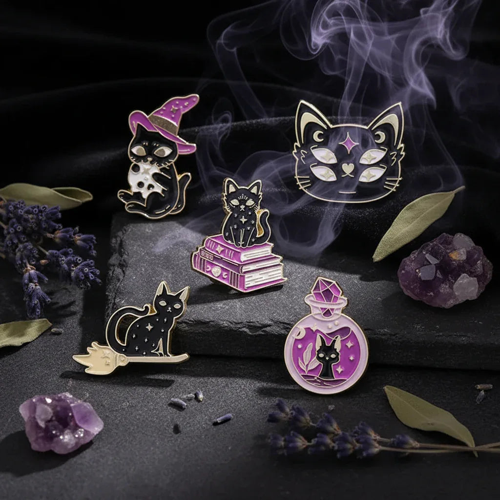 Mystic Cat Brooch - Sorceress Sanctuary XZ8470-XZ8471-XZ8472-XZ8473-XZ8474