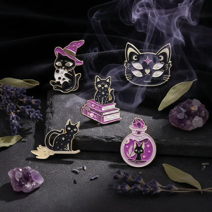 Mystic Cat Brooch - Sorceress Sanctuary XZ8470-XZ8471-XZ8472-XZ8473-XZ8474