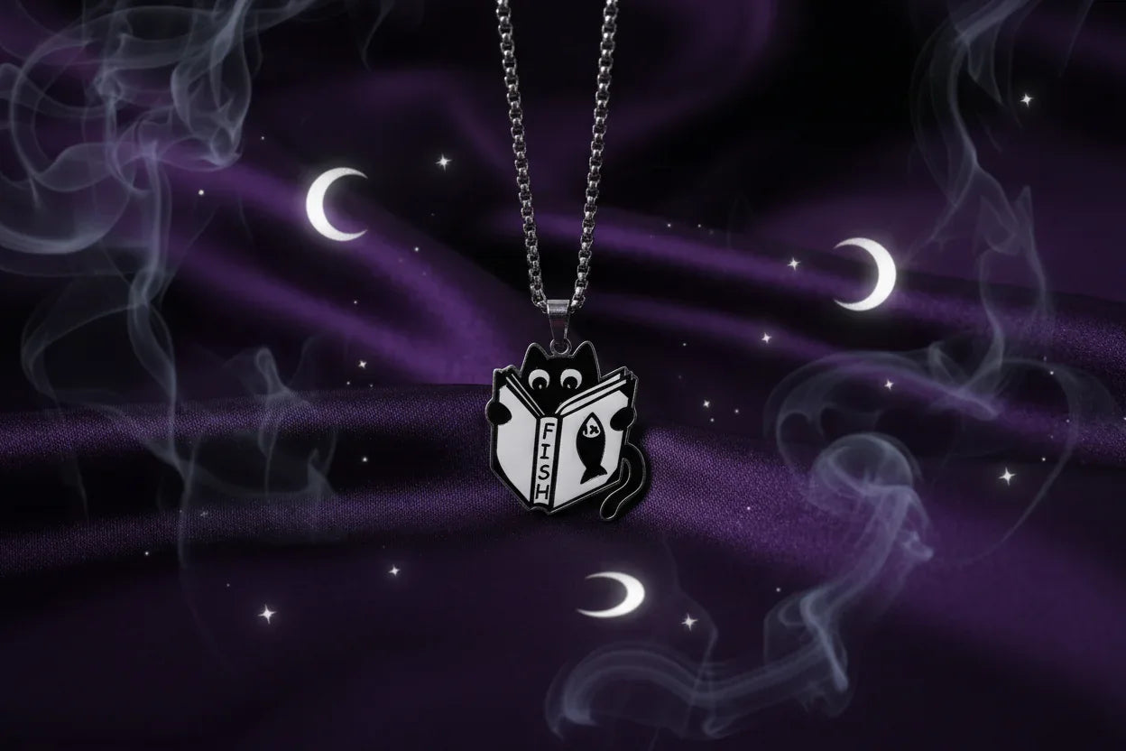 Mystic Cat Necklace - Sorceress Sanctuary Reading cat-Aperture Cat-Box Cat-Hold the kitten-Astronaut Cat