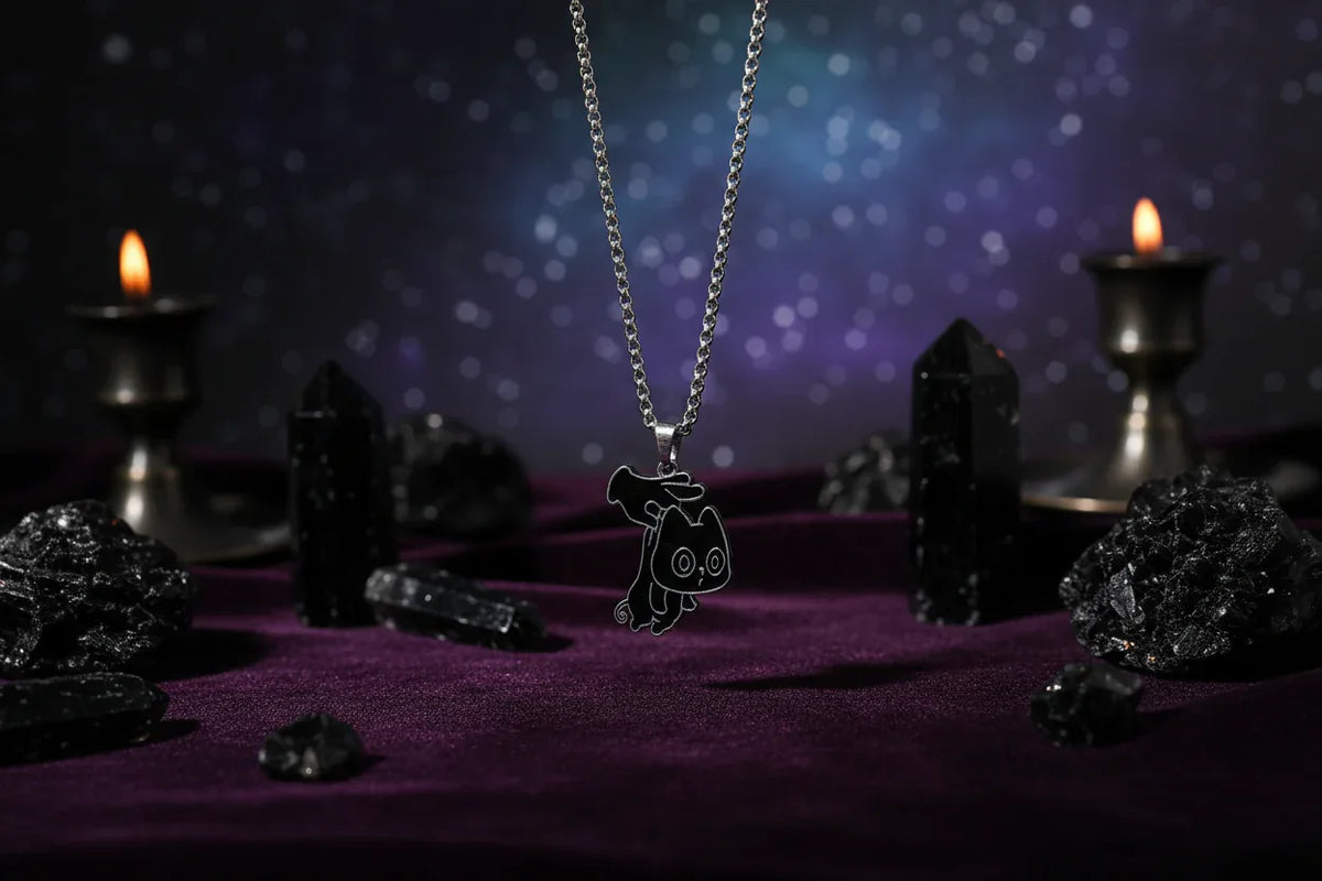 Mystic Cat Necklace - Sorceress Sanctuary Reading cat-Aperture Cat-Box Cat-Hold the kitten-Astronaut Cat