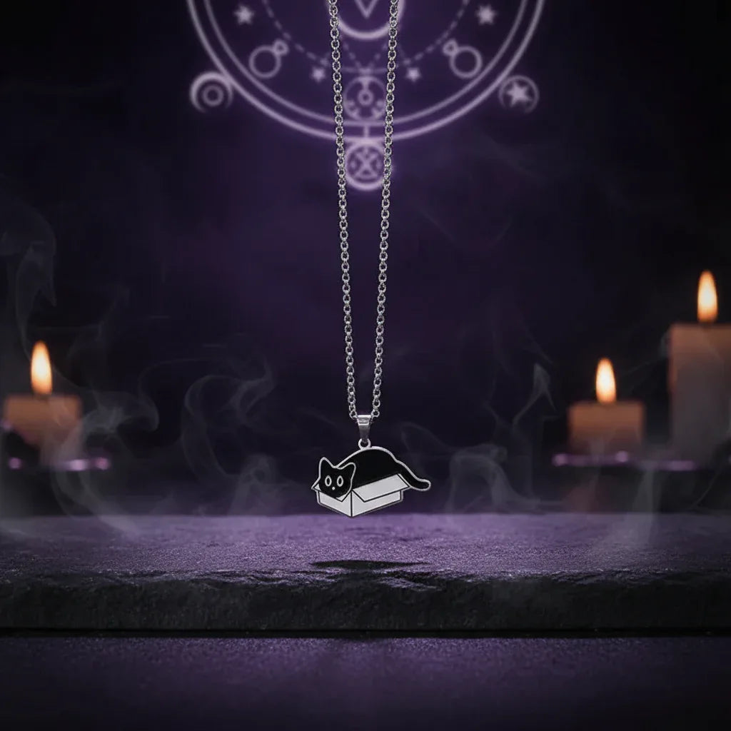 Mystic Cat Necklace - Sorceress Sanctuary Reading cat-Aperture Cat-Box Cat-Hold the kitten-Astronaut Cat