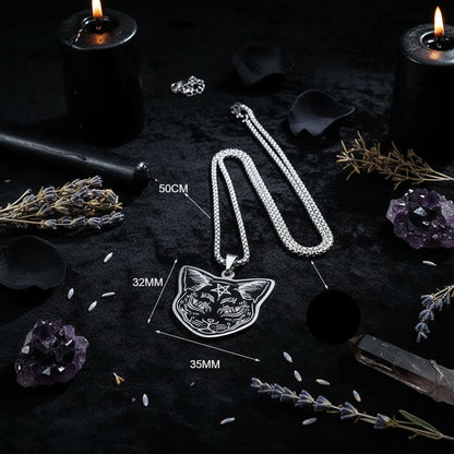 Mystic Cat Necklace - Sorceress Sanctuary Silver 50cm