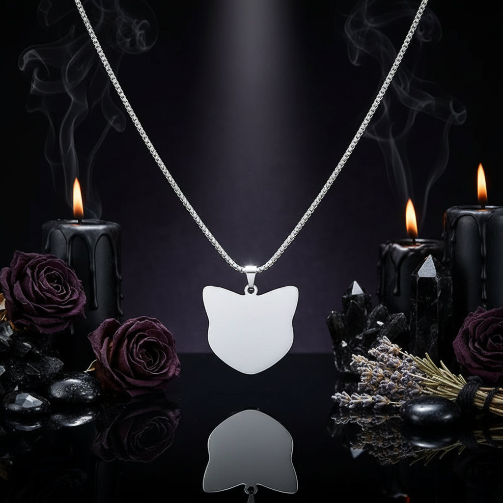 Mystic Cat Necklace - Sorceress Sanctuary Silver 50cm