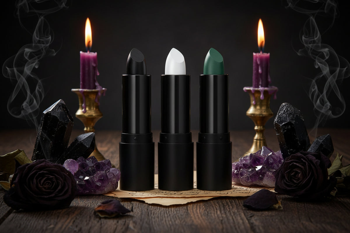 Mystic Cream Lipstick - Sorceress Sanctuary Black / 3.8g-White / 3.8g-Green / 3.8g