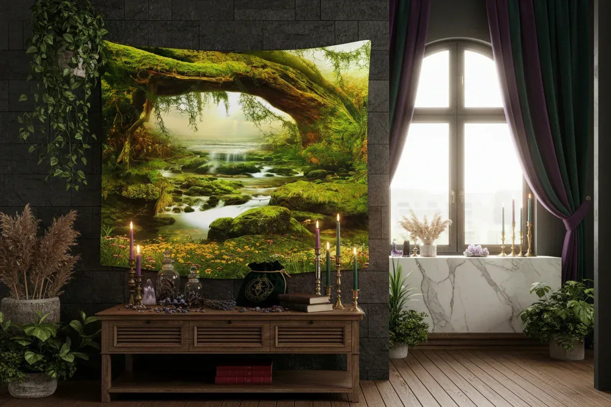 Mystic Forest Tapestry - Sorceress Sanctuary Green / 150x100cm-Green / 150x130cm-Green / 150x200cm