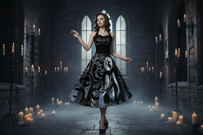 Mystic Halloween Dresses - Sorceress Sanctuary Spiderwebs & Halloween Chest / S-Spiderwebs & Halloween Chest / M-Spiderwebs & Halloween Chest / L-Spiderwebs & Halloween Chest / XL-Spiderwebs & Halloween Chest / 2XL