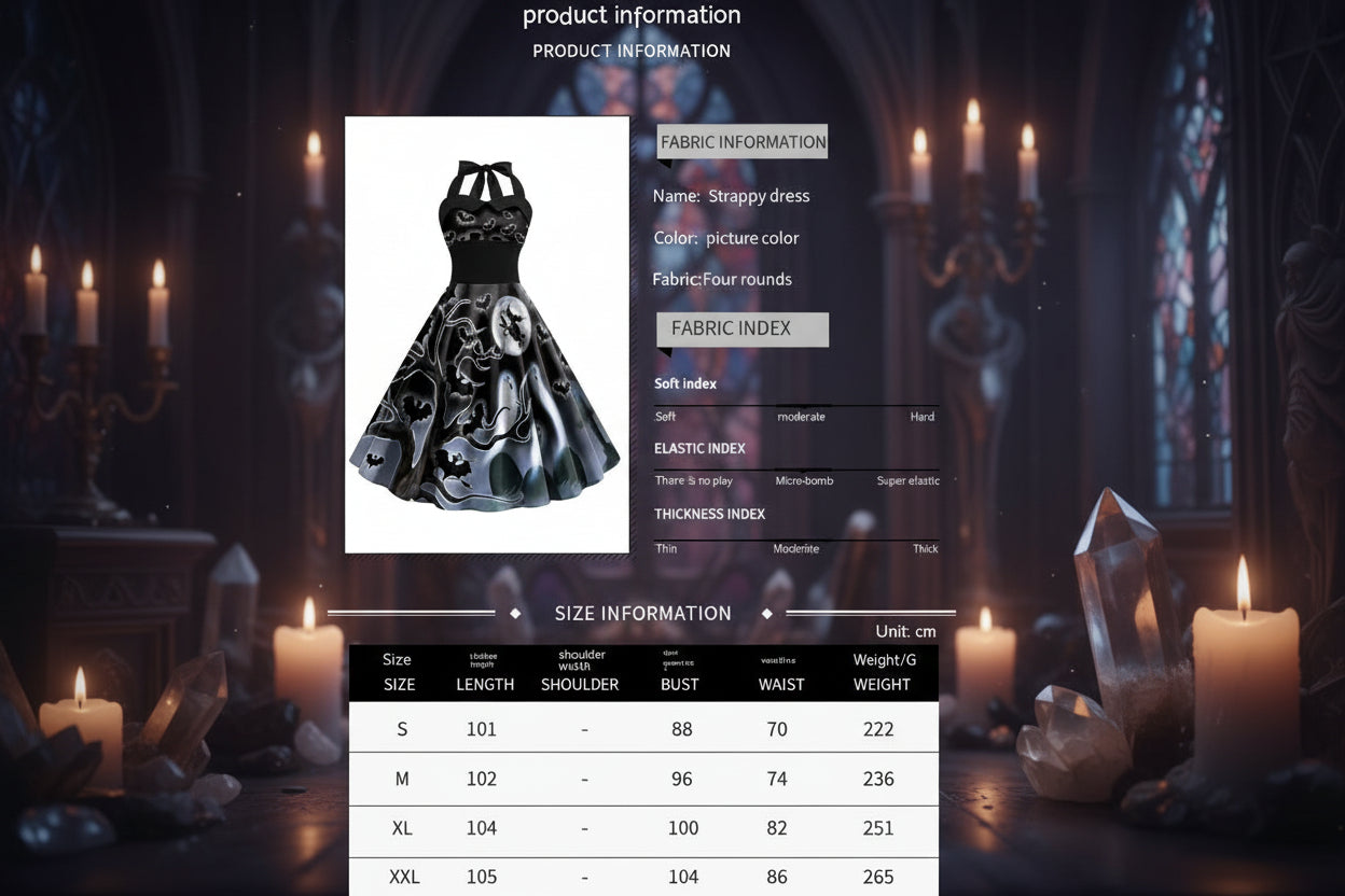 Mystic Halloween Dresses - Sorceress Sanctuary Spiderwebs & Halloween Chest / S-Spiderwebs & Halloween Chest / M-Spiderwebs & Halloween Chest / L-Spiderwebs & Halloween Chest / XL-Spiderwebs & Halloween Chest / 2XL