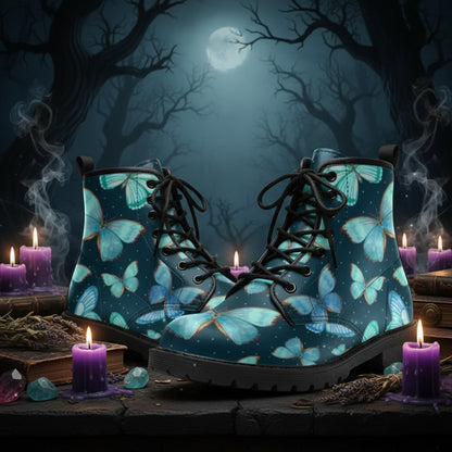 Mystic Martin Boots - Sorceress Sanctuary Blue Yellow Butterfly / 35-Blue Yellow Butterfly / 36-Blue Yellow Butterfly / 37-Blue Yellow Butterfly / 38-Blue Yellow Butterfly / 39