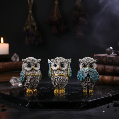 Mystic Owl Trio - Sorceress Sanctuary Blue / 4.5x4.5x6.4cm-Yellow / 4.5x4.5x6.4cm