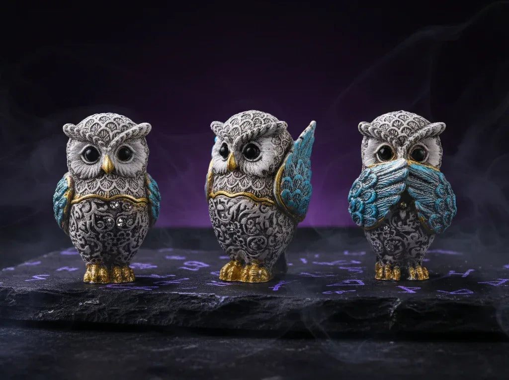 Mystic Owl Trio - Sorceress Sanctuary Blue / 4.5x4.5x6.4cm-Yellow / 4.5x4.5x6.4cm