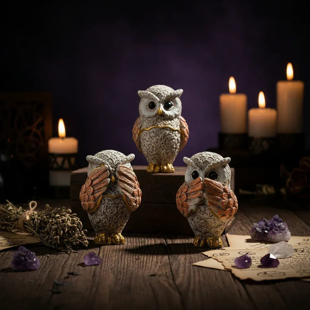 Mystic Owl Trio - Sorceress Sanctuary Blue / 4.5x4.5x6.4cm-Yellow / 4.5x4.5x6.4cm