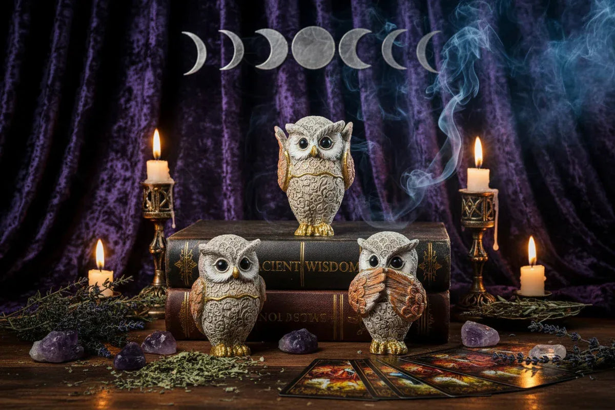 Mystic Owl Trio - Sorceress Sanctuary Blue / 4.5x4.5x6.4cm-Yellow / 4.5x4.5x6.4cm