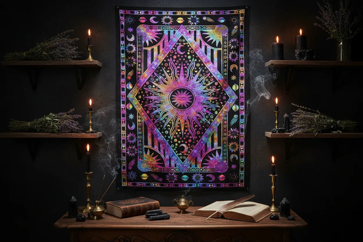 Mystic Sun Tapestry - Sorceress Sanctuary Purple / Brushed 73*95cm-Purple / Brushed  130*150cm-Purple / Brushed  150*200cm
