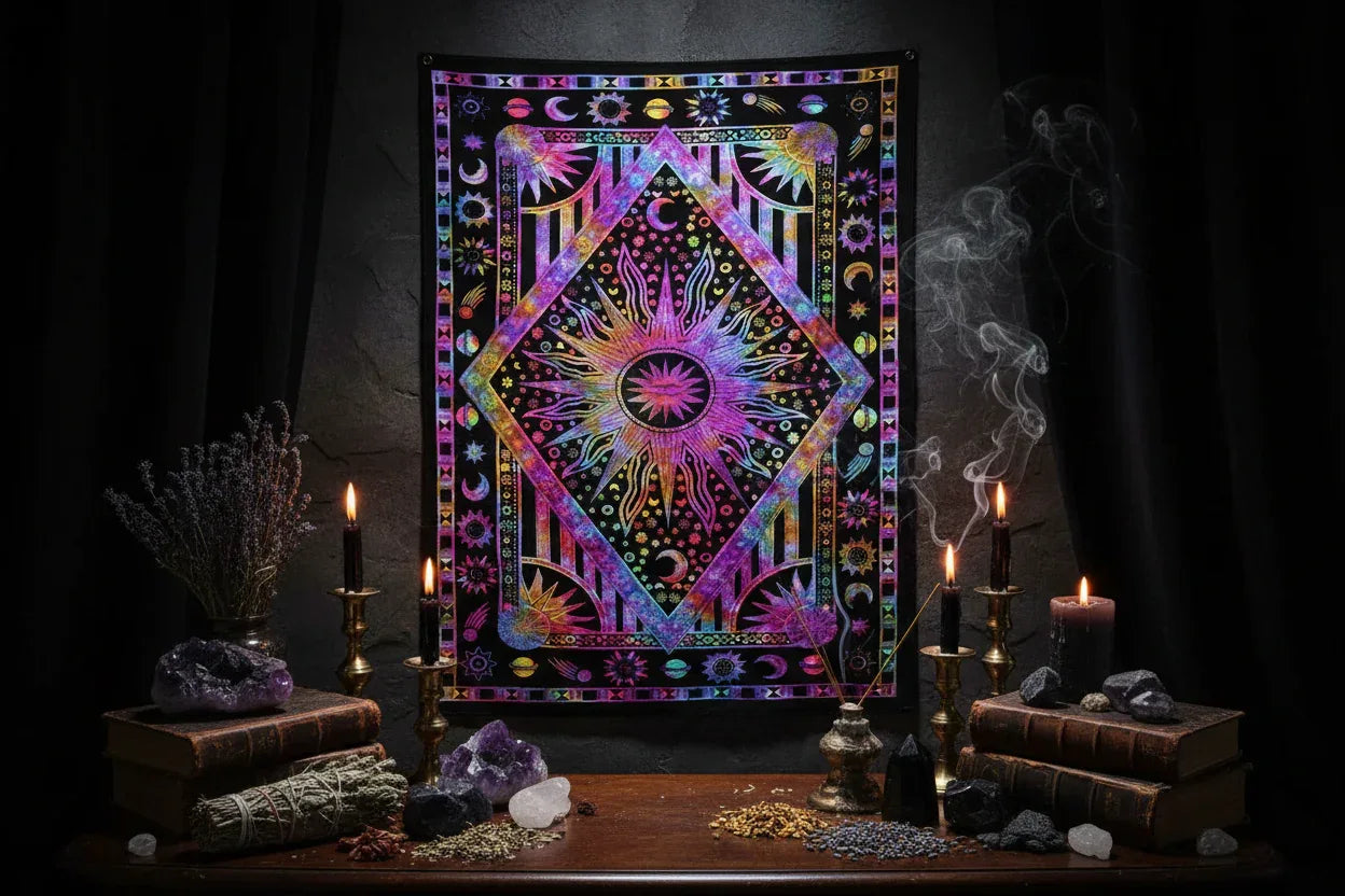 Mystic Sun Tapestry - Sorceress Sanctuary Purple / Brushed 73*95cm-Purple / Brushed  130*150cm-Purple / Brushed  150*200cm