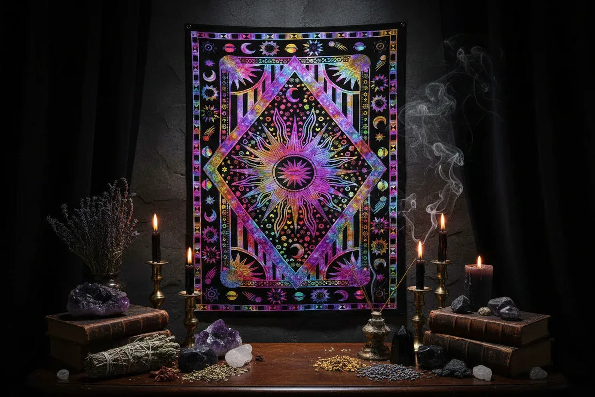 Mystic Sun Tapestry - Sorceress Sanctuary Purple / Brushed 73*95cm-Purple / Brushed  130*150cm-Purple / Brushed  150*200cm