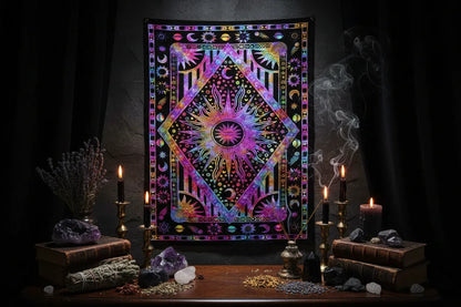 Mystic Sun Tapestry - Sorceress Sanctuary Purple / Brushed 73*95cm-Purple / Brushed  130*150cm-Purple / Brushed  150*200cm