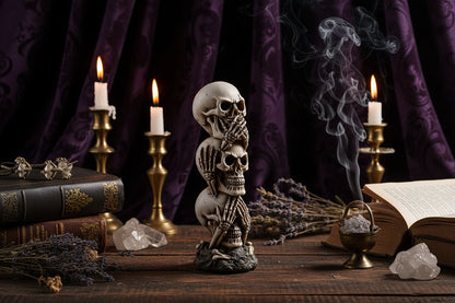 Mystic Trio Skull - Sorceress Sanctuary Gray