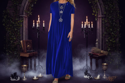 Mystic Velvet Dress - Sorceress Sanctuary gray short sleeves / S-gray short sleeves / M-gray short sleeves / L-gray short sleeves / XL-gray short sleeves / 2XL