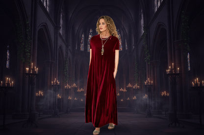 Mystic Velvet Dress - Sorceress Sanctuary gray short sleeves / S-gray short sleeves / M-gray short sleeves / L-gray short sleeves / XL-gray short sleeves / 2XL