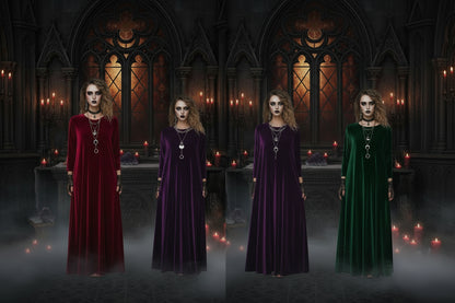 Mystic Velvet Dress - Sorceress Sanctuary gray short sleeves / S-gray short sleeves / M-gray short sleeves / L-gray short sleeves / XL-gray short sleeves / 2XL