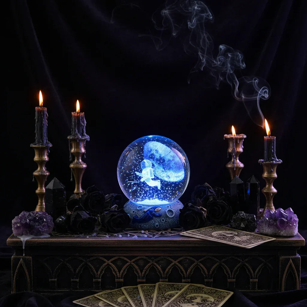 Mystical Crystal Ball - Sorceress Sanctuary Starry Sky-Dolphin-Deep Sea Whale-Clownfish-Dolphin Mate