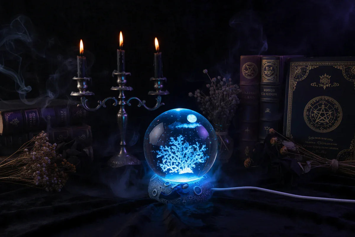 Mystical Crystal Ball - Sorceress Sanctuary Starry Sky-Dolphin-Deep Sea Whale-Clownfish-Dolphin Mate
