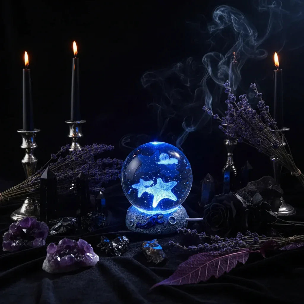 Mystical Crystal Ball - Sorceress Sanctuary Starry Sky-Dolphin-Deep Sea Whale-Clownfish-Dolphin Mate