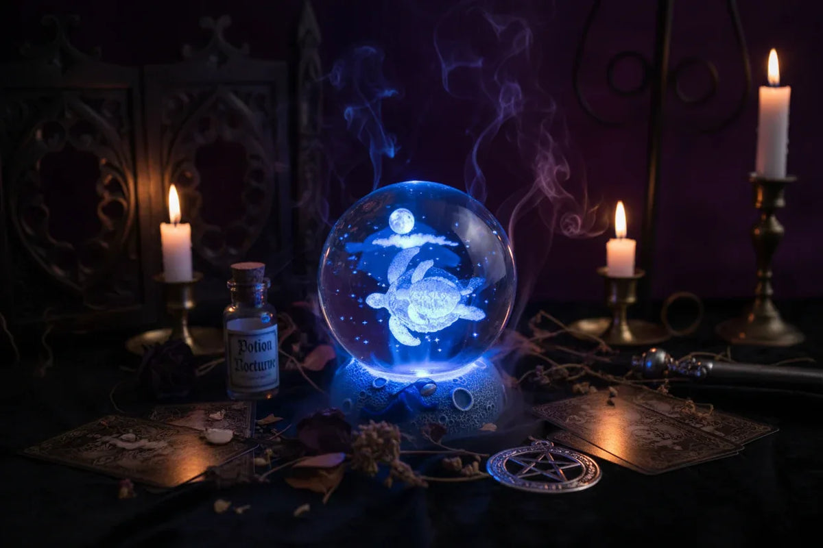 Mystical Crystal Ball - Sorceress Sanctuary Starry Sky-Dolphin-Deep Sea Whale-Clownfish-Dolphin Mate