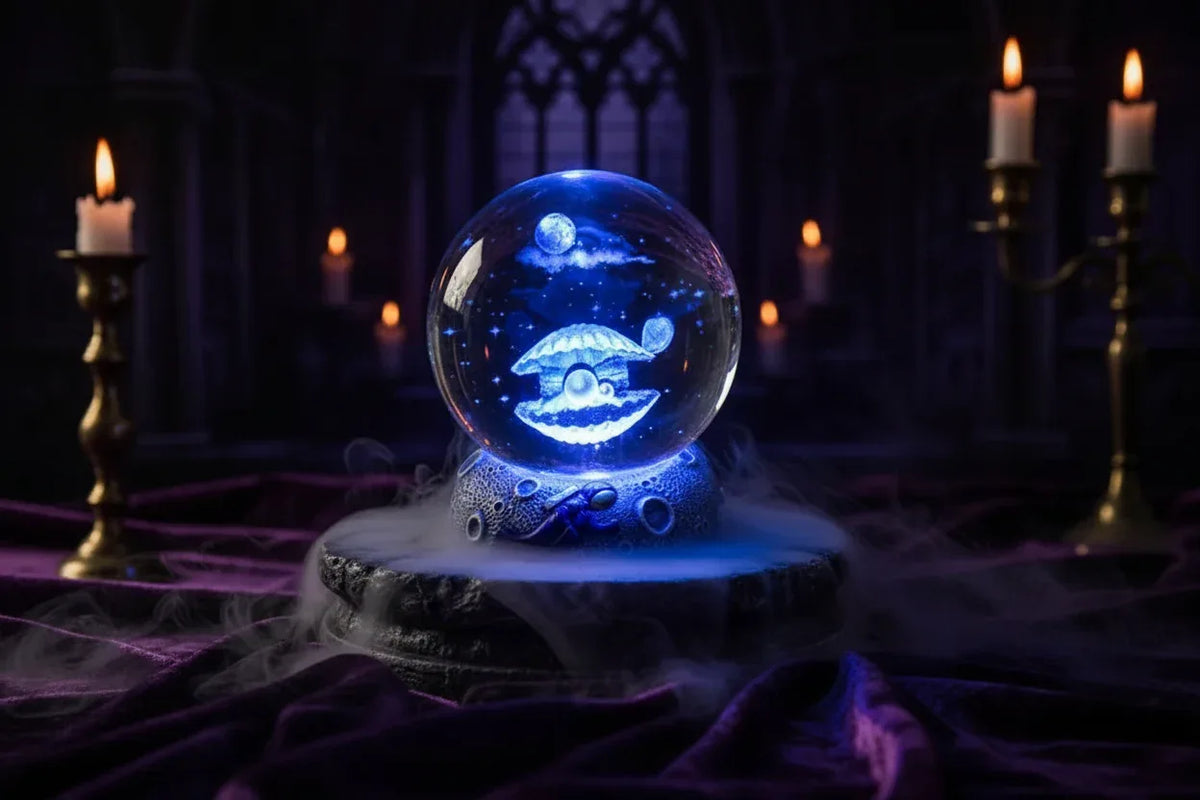Mystical Crystal Ball - Sorceress Sanctuary Starry Sky-Dolphin-Deep Sea Whale-Clownfish-Dolphin Mate