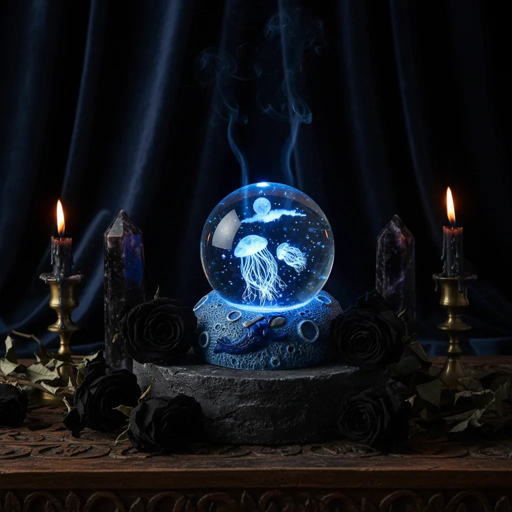 Mystical Crystal Ball - Sorceress Sanctuary Starry Sky-Dolphin-Deep Sea Whale-Clownfish-Dolphin Mate