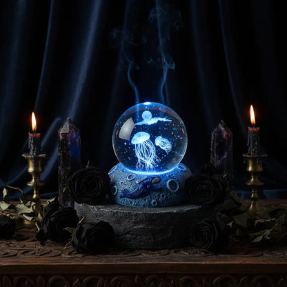 Mystical Crystal Ball - Sorceress Sanctuary Starry Sky-Dolphin-Deep Sea Whale-Clownfish-Dolphin Mate