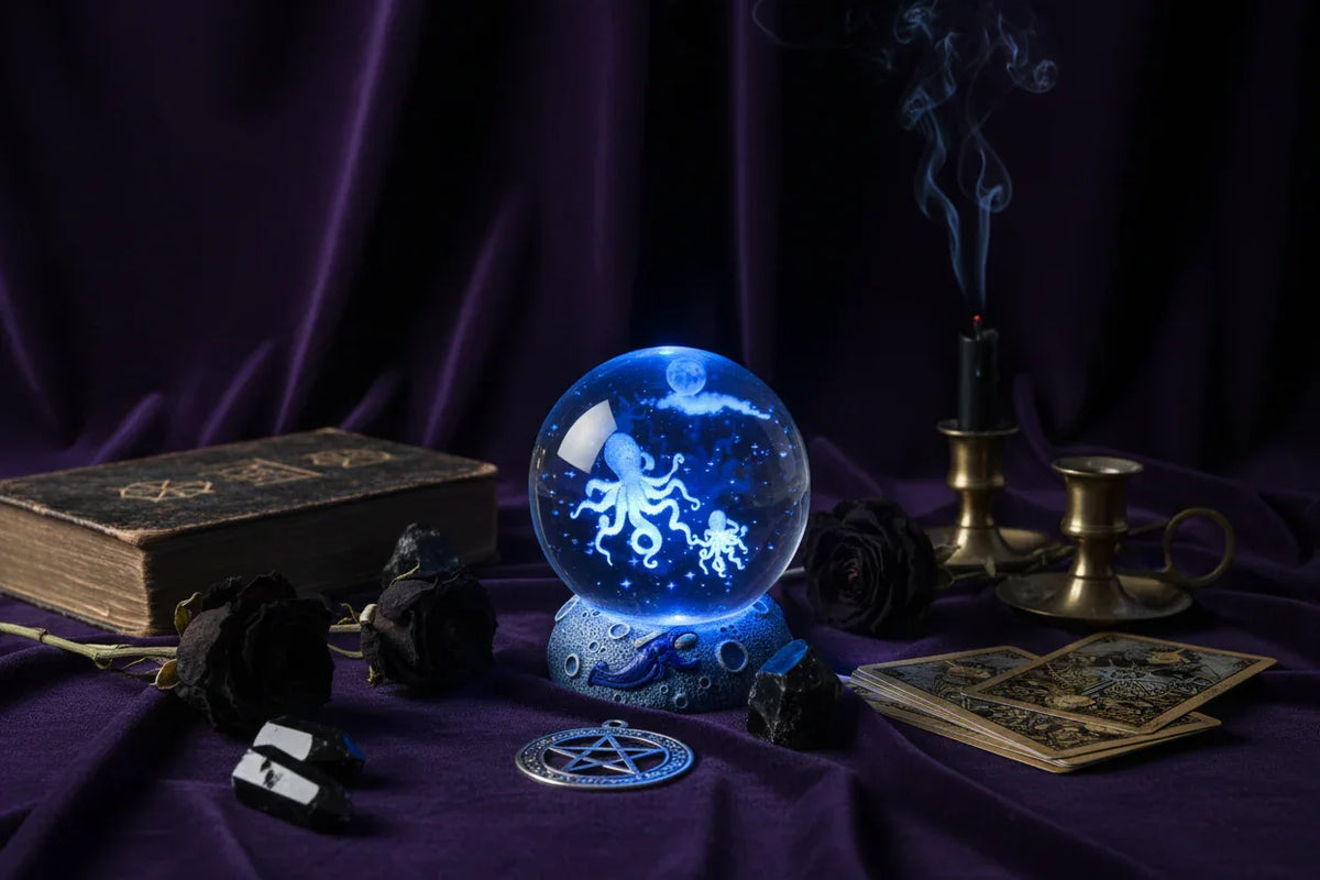 Mystical Crystal Ball - Sorceress Sanctuary Starry Sky-Dolphin-Deep Sea Whale-Clownfish-Dolphin Mate