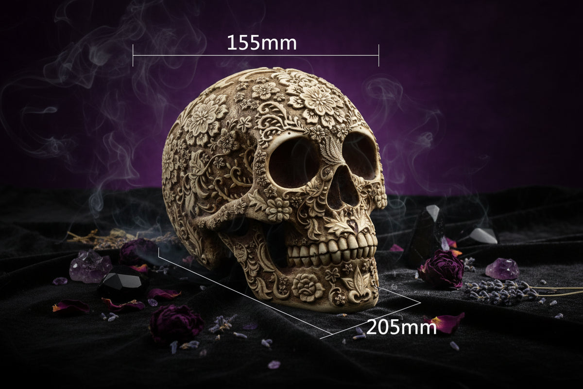 Mystical Floral Skull - Sorceress Sanctuary Flower Skull Skull Ornament-Golden pattern