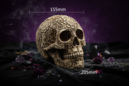 Mystical Floral Skull - Sorceress Sanctuary Flower Skull Skull Ornament-Golden pattern