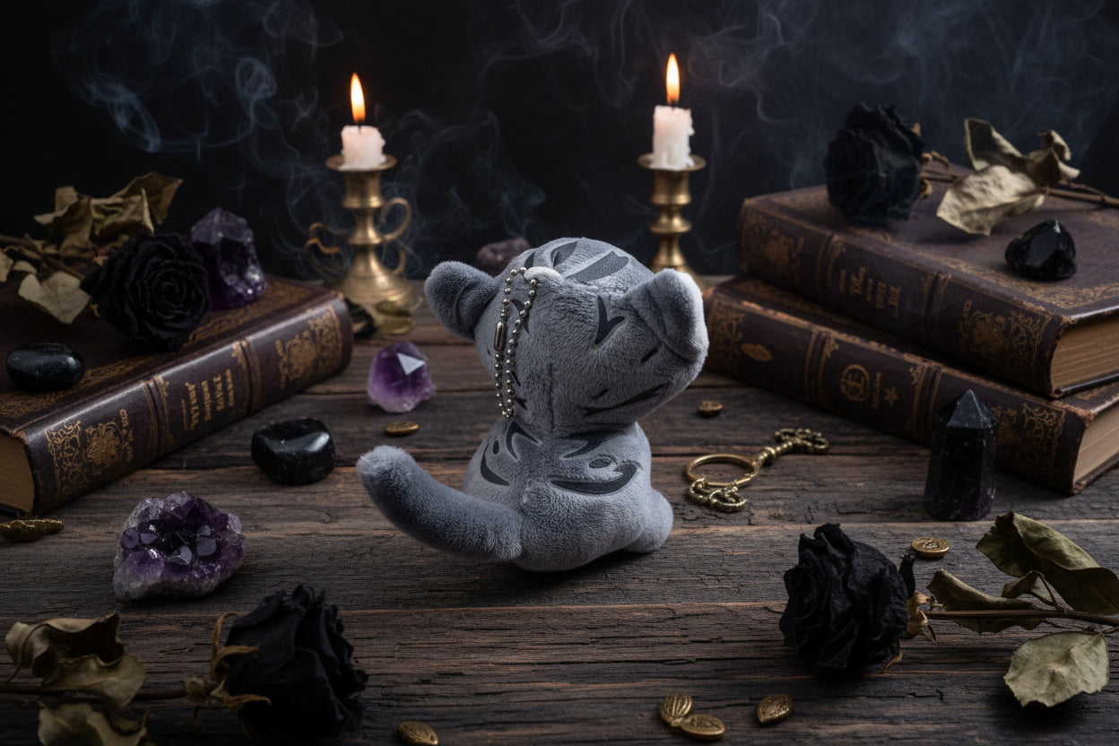 Mystical Plush Cats - Sorceress Sanctuary open mouth cat-pouting cat-flower idiot cat-big-eyed cat