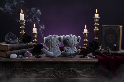 Mystical Plush Cats - Sorceress Sanctuary open mouth cat-pouting cat-flower idiot cat-big-eyed cat