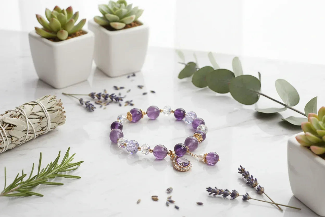 Natural Amethyst Bracelet - Sorceress Sanctuary Purple