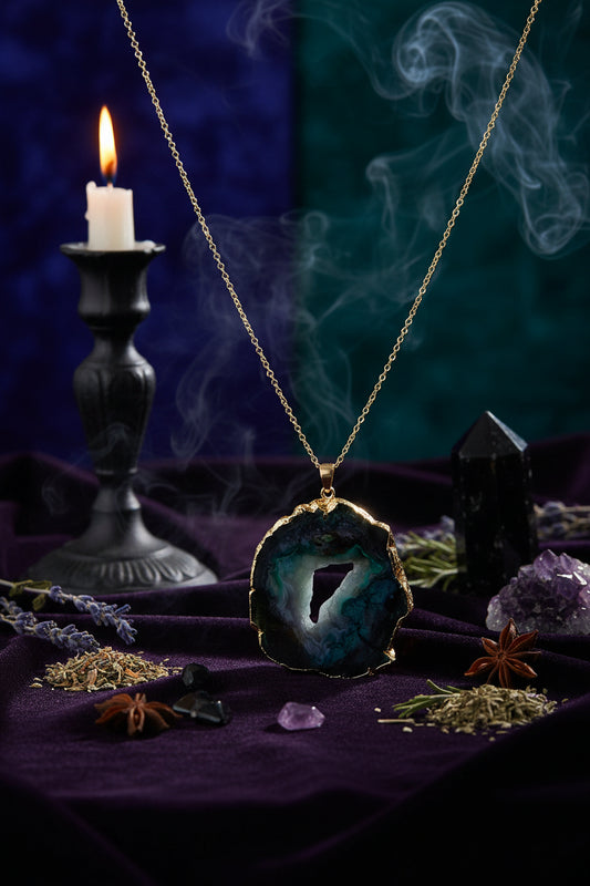 Natural Crystal Pendant - Sorceress Sanctuary Purple-Green-Red-Yellow-Blue