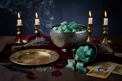 Natural Raw Gemstones - Sorceress Sanctuary Adenium Obesum-Aventurine-Citrine-Deep Amethyst-Fluorite