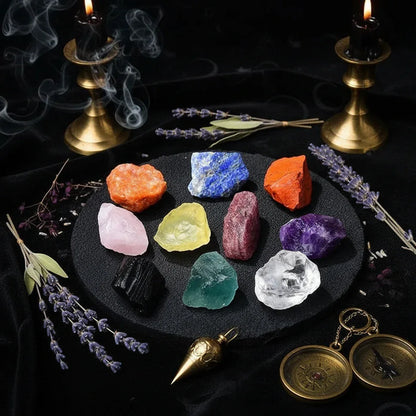 Natural Raw Gemstones - Sorceress Sanctuary Adenium Obesum-Aventurine-Citrine-Deep Amethyst-Fluorite
