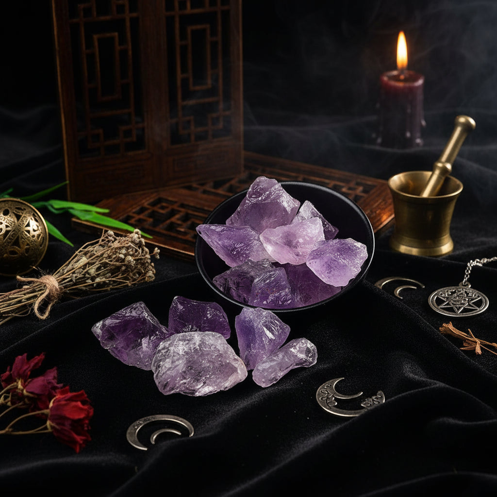 Natural Raw Gemstones - Sorceress Sanctuary Adenium Obesum-Aventurine-Citrine-Deep Amethyst-Fluorite
