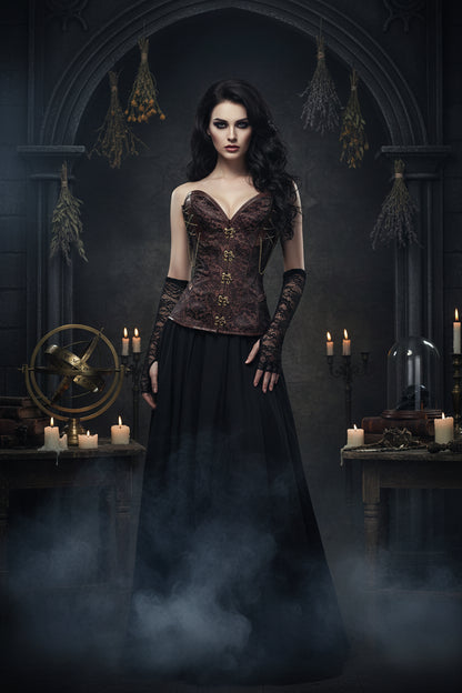 Gothic Corset Dress with High-End Metallic Details Sorceress Sanctuary