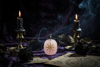 Nordic Compass Pendant - Sorceress Sanctuary Natural Red Aventurine-Natural Redstone-Natural Amethyst-Natural White Crystal-Natural Lapis Lazuli