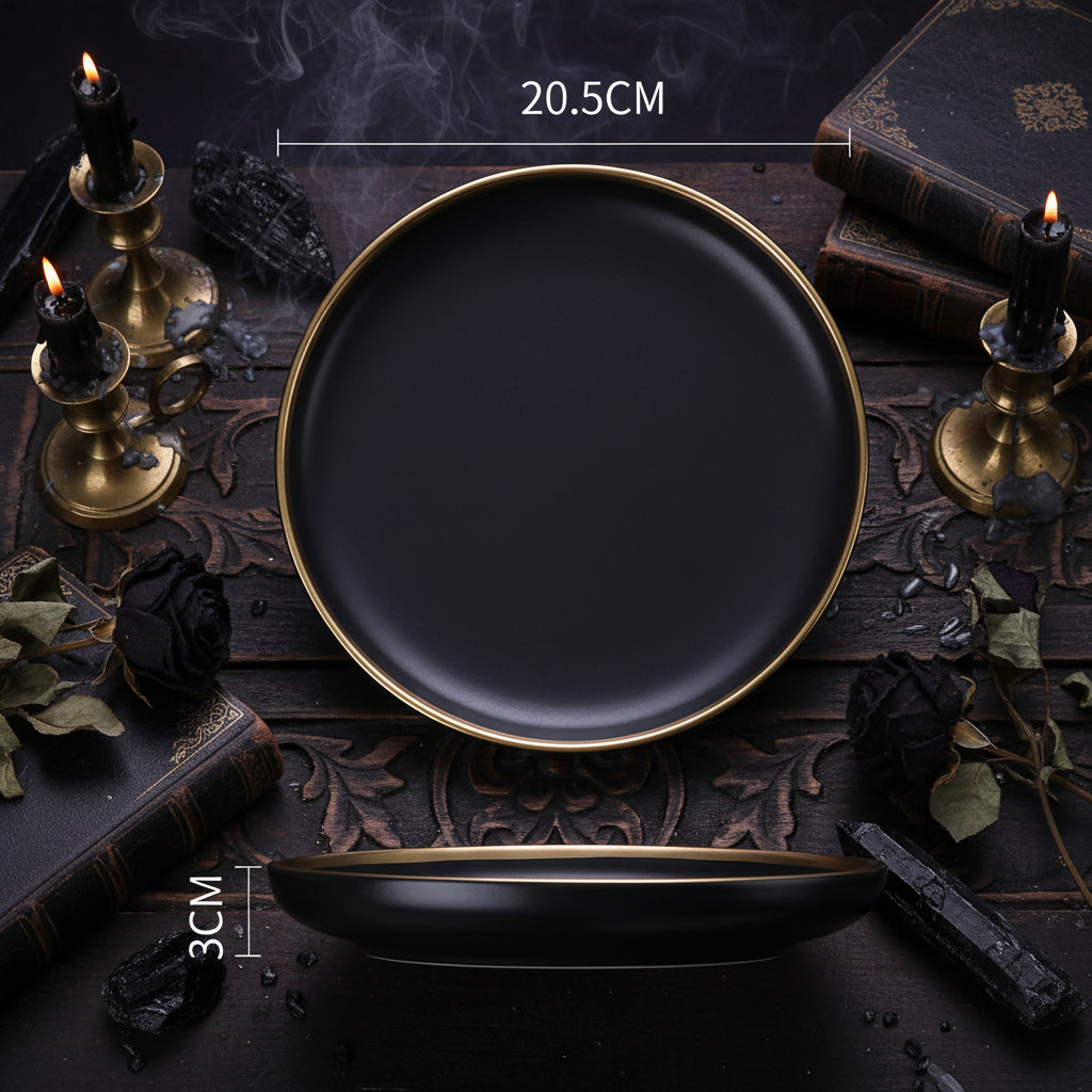 Nordic Dinnerware Set - Sorceress Sanctuary Rice Bowl - Black -4.5-Rice bowl - White -4.5-Platter - White -8-Platter - White -10-Platter - Black -8