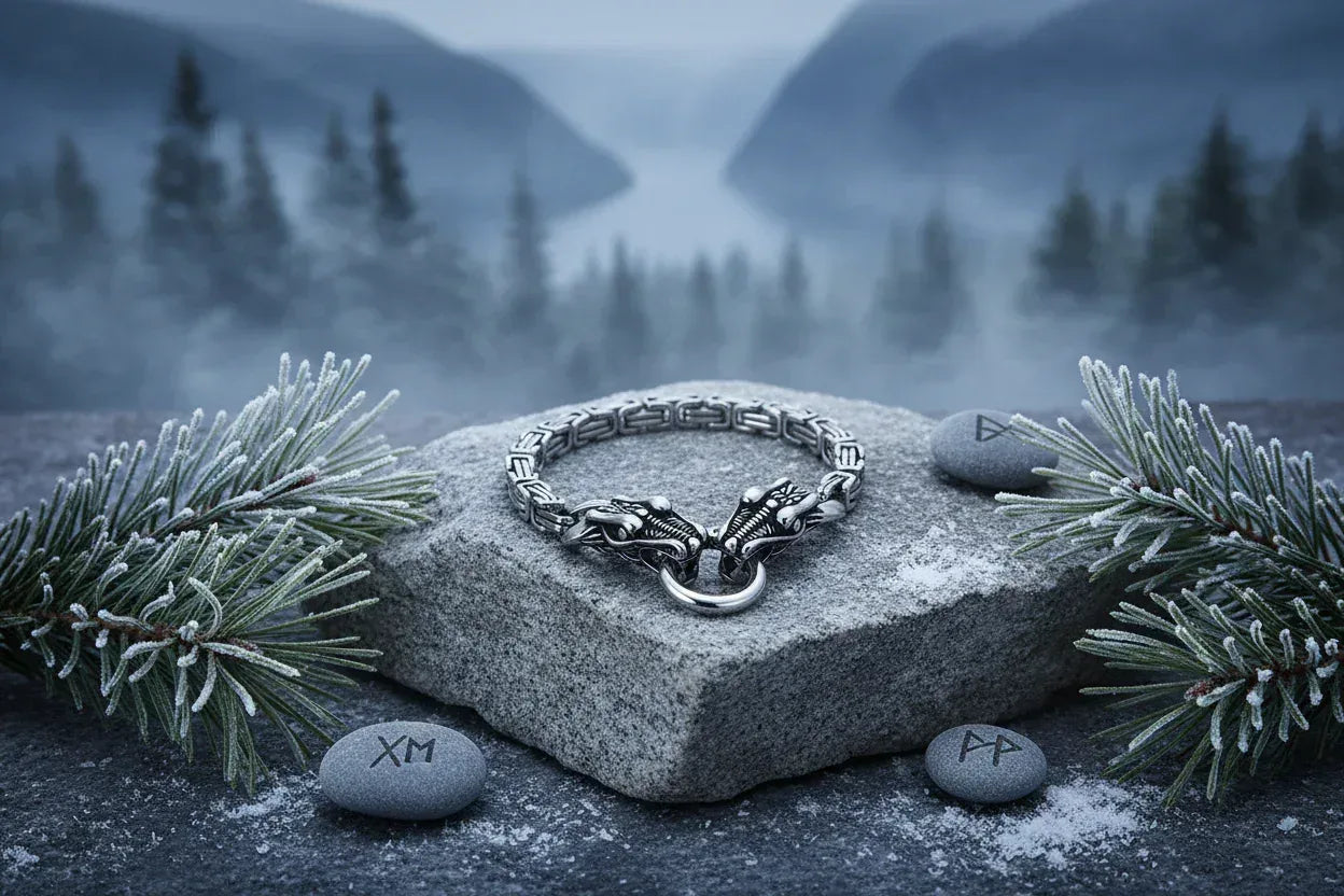 Nordic Dragon Bracelet - Sorceress Sanctuary With stainless steel ring / 19cm-With stainless steel ring / 21cm-With stainless steel ring / 23cm-Matching gold ring / 23cm-Matching gold ring / 19cm