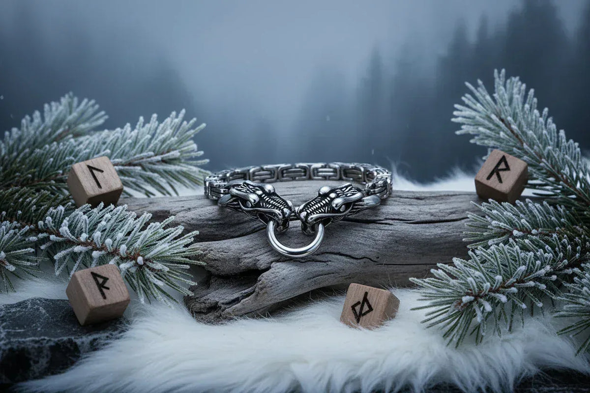 Nordic Dragon Bracelet - Sorceress Sanctuary With stainless steel ring / 19cm-With stainless steel ring / 21cm-With stainless steel ring / 23cm-Matching gold ring / 23cm-Matching gold ring / 19cm