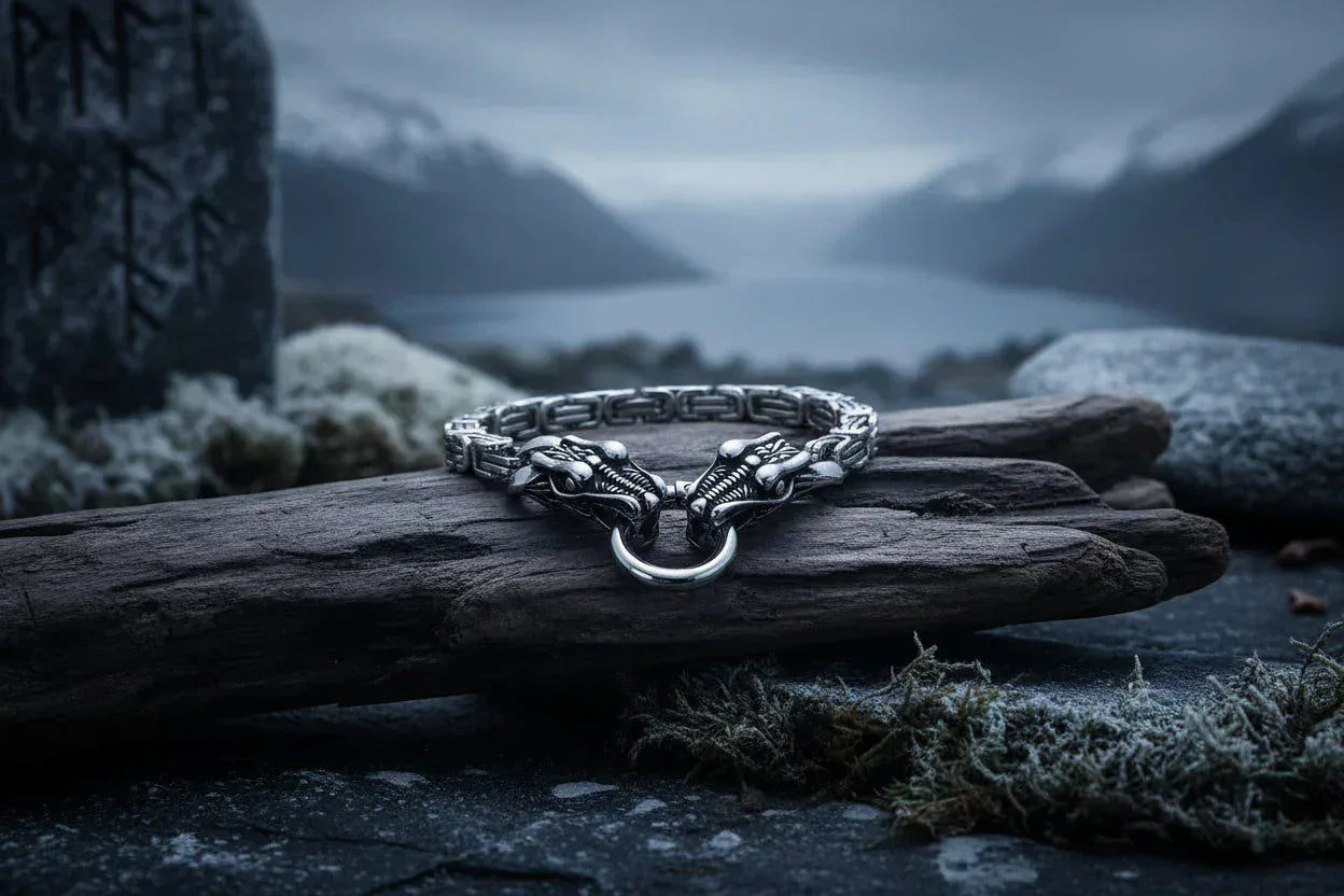 Nordic Dragon Bracelet - Sorceress Sanctuary With stainless steel ring / 19cm-With stainless steel ring / 21cm-With stainless steel ring / 23cm-Matching gold ring / 23cm-Matching gold ring / 19cm