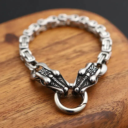 Nordic Dragon Bracelet - Sorceress Sanctuary With stainless steel ring / 19cm-With stainless steel ring / 21cm-With stainless steel ring / 23cm-Matching gold ring / 23cm-Matching gold ring / 19cm