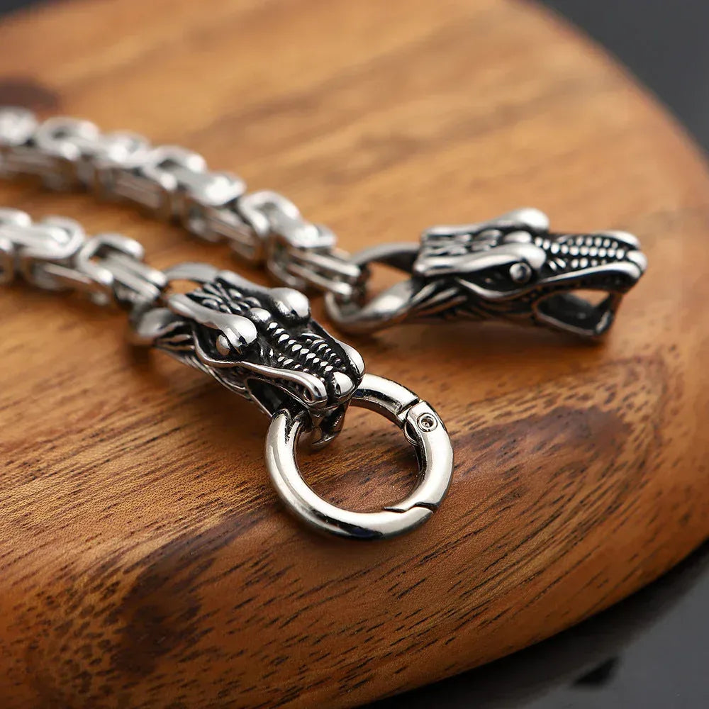 Nordic Dragon Bracelet - Sorceress Sanctuary With stainless steel ring / 19cm-With stainless steel ring / 21cm-With stainless steel ring / 23cm-Matching gold ring / 23cm-Matching gold ring / 19cm